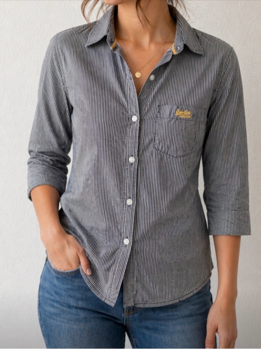 Superdry Women's‎ Black Label Slim Oxford Size Small